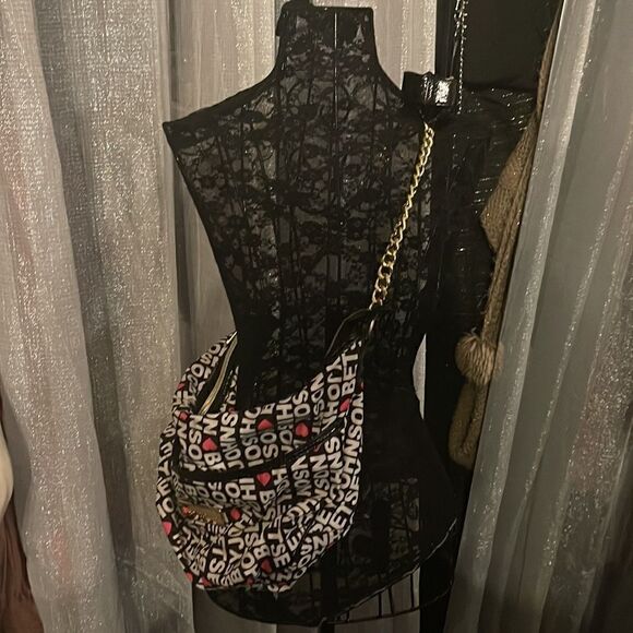 Betsey johnson bbw logo & hearts hobo crossbody bag /purse - Picture 2 of 8